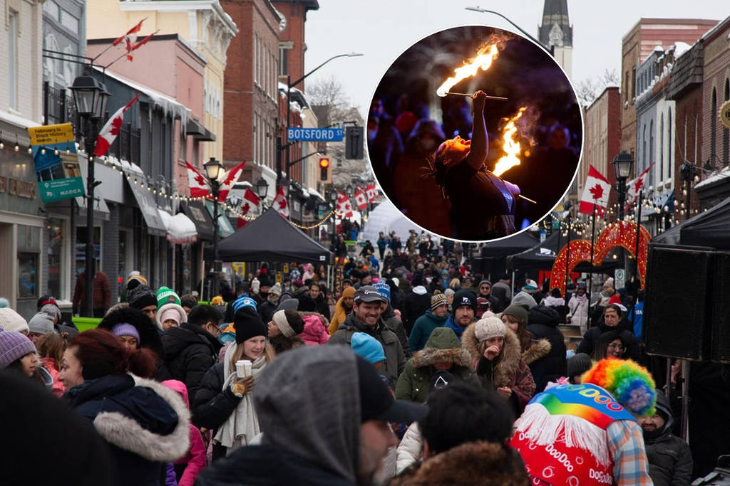This Charming Town Just North Of Toronto Is Transforming Into A Pedestrian-Only Winter Wonderland This Weekend – With Fire Tables, Ice Sculptures, & Free Admission