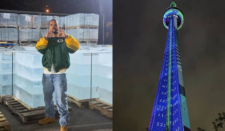 Toronto’s CN Tower lights up with blue projections as Drake prepares to release his new album ‘ICEMAN’ this Friday