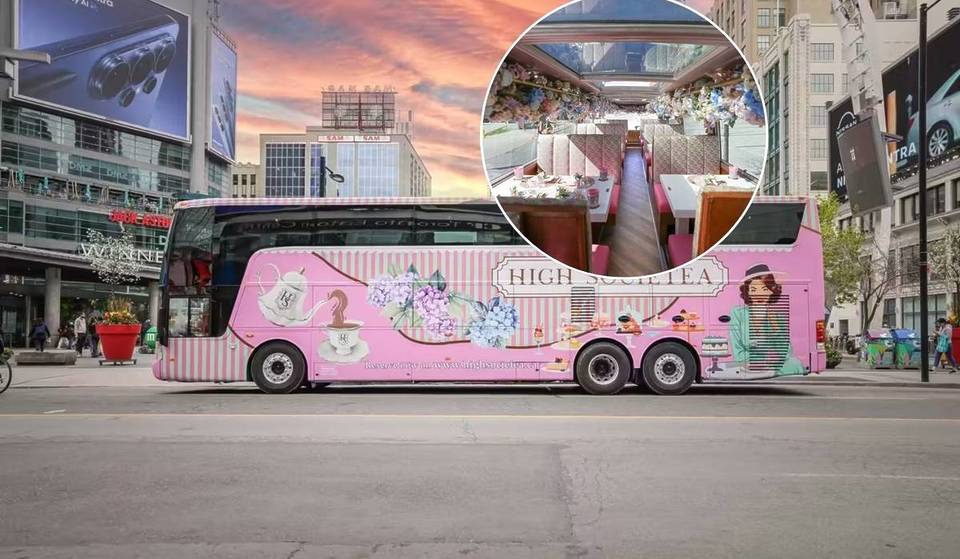 Toronto’s pink double-decker bus is home to Canada’s first afternoon tea on wheels