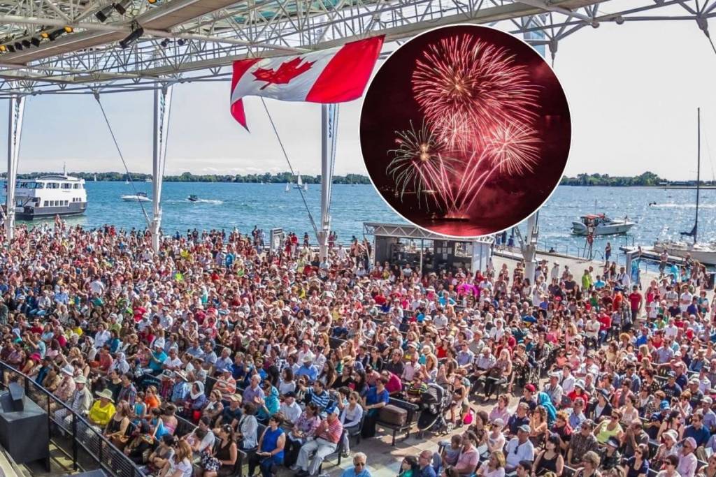 Toronto’s waterfront is hosting a massive free Canada Day festival with a 15-minute firework show and a floating soccer pitch