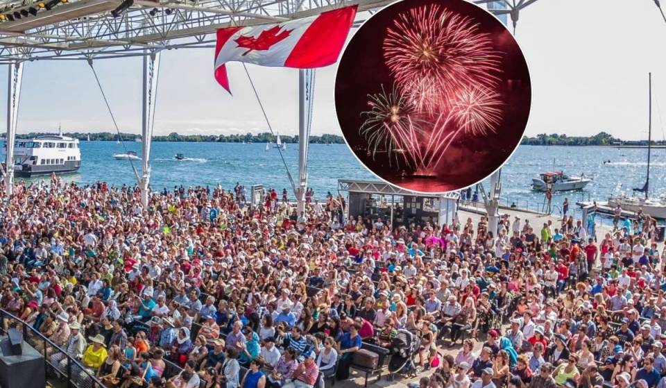Toronto’s waterfront is hosting a massive free Canada Day festival with a 15-minute firework show and a floating soccer pitch