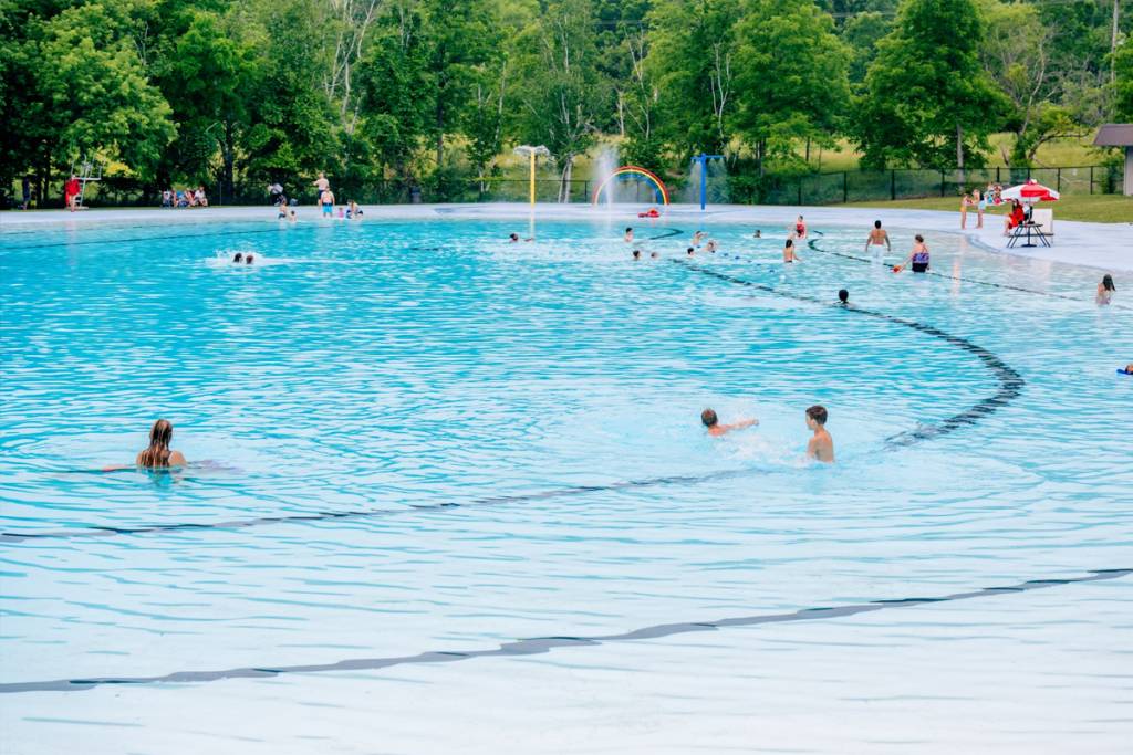 Just over an hour from Toronto, this massive 1.25-acre outdoor swimming pool is one of the largest in Ontario
