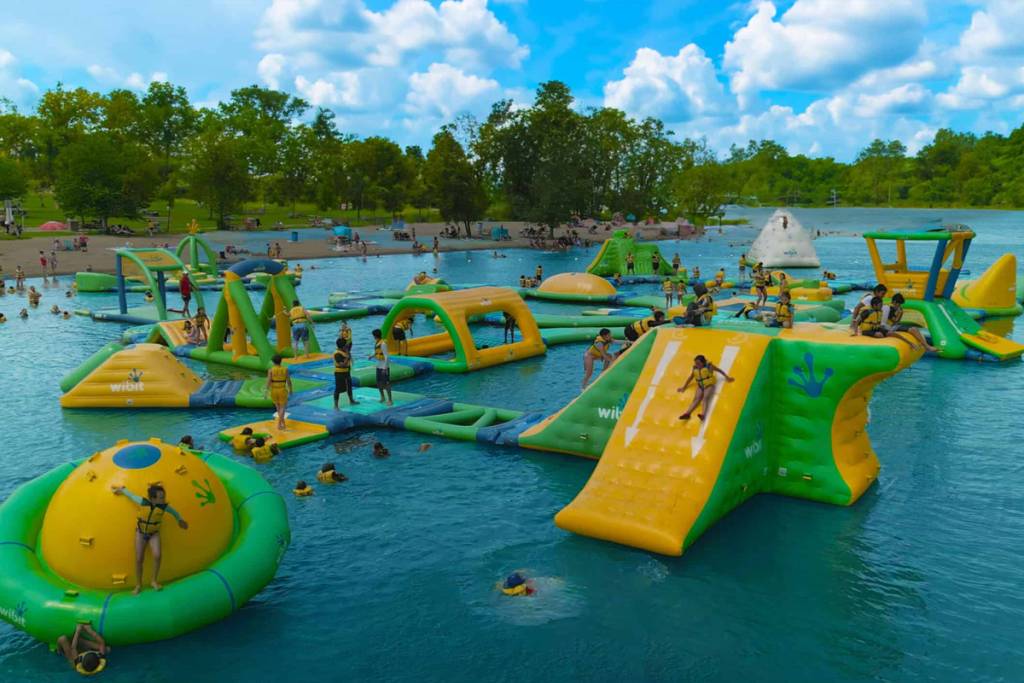 Just over an hour from Toronto, this massive 170-foot floating water park has 25 obstacles to explore