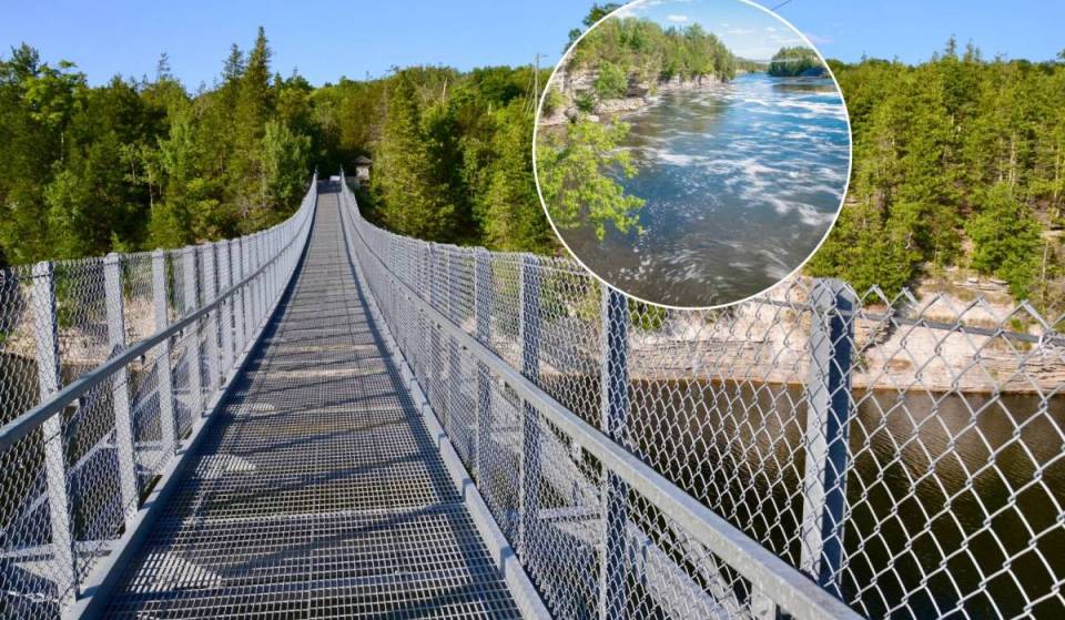 This incredible suspension bridge 2 hours from Toronto sways above rapids, waterfalls, and a stunning gorge