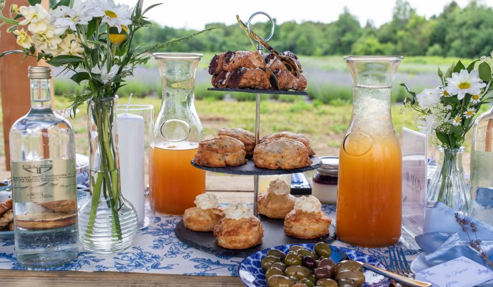 Just over an hour from Toronto, you can have a gourmet high tea in a field of thousands of lavender blooms