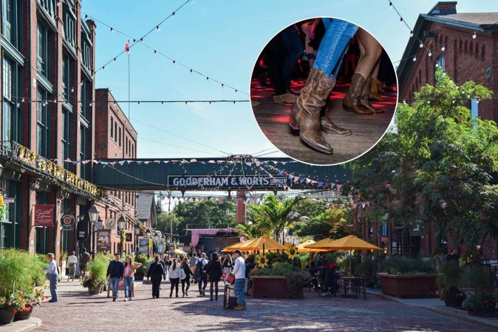 Toronto’s Distillery District is launching a massive 18-day country fest with free live music, mechanical bulls, line dancing, and carnival food starting today