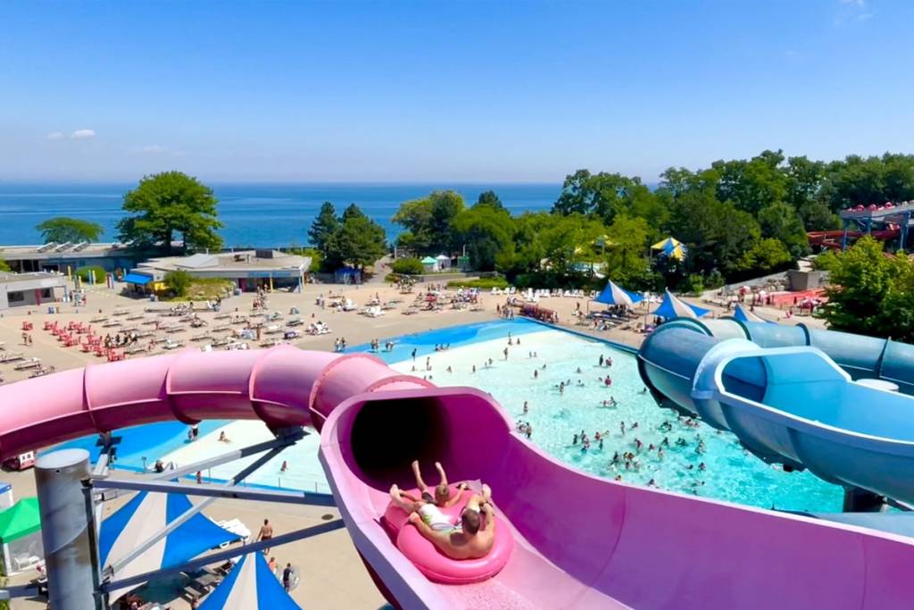 Just under an hour from Toronto, this giant lakeside water park has six-story slides and one of Canada’s largest wave pools
