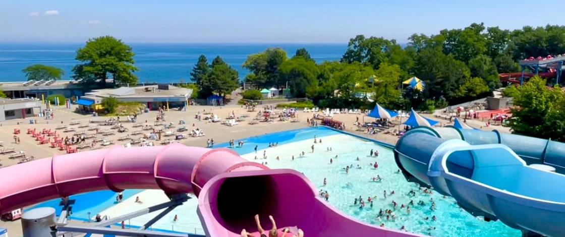 Just under an hour from Toronto, this giant lakeside water park has six-story slides and one of Canada’s largest wave pools