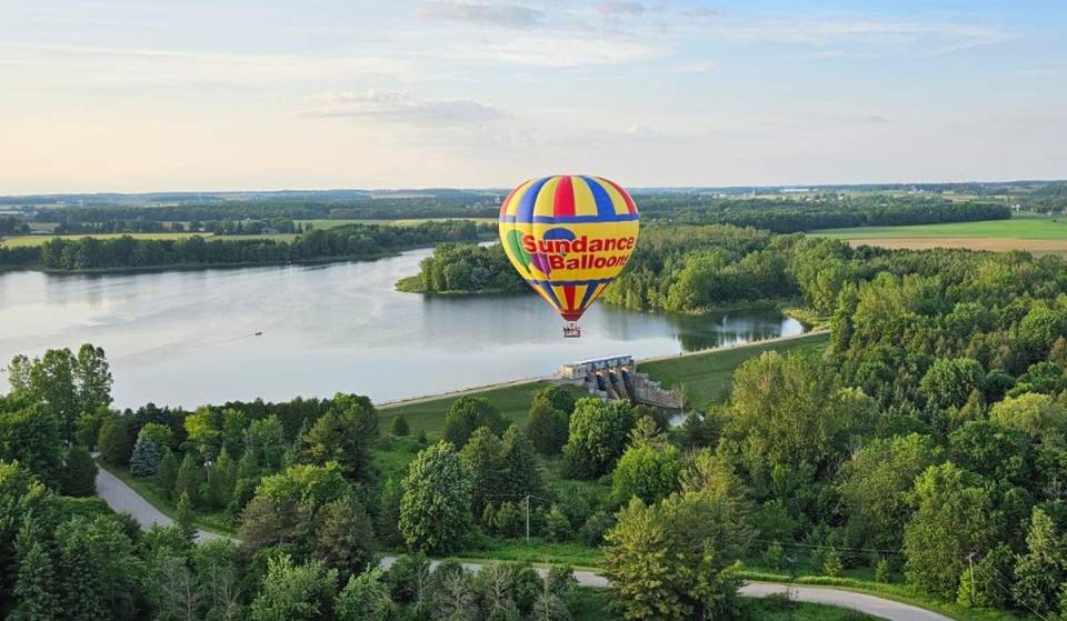 Just 1.5 hours from Toronto, you can take a magical hot air balloon ride over Ontario’s countryside