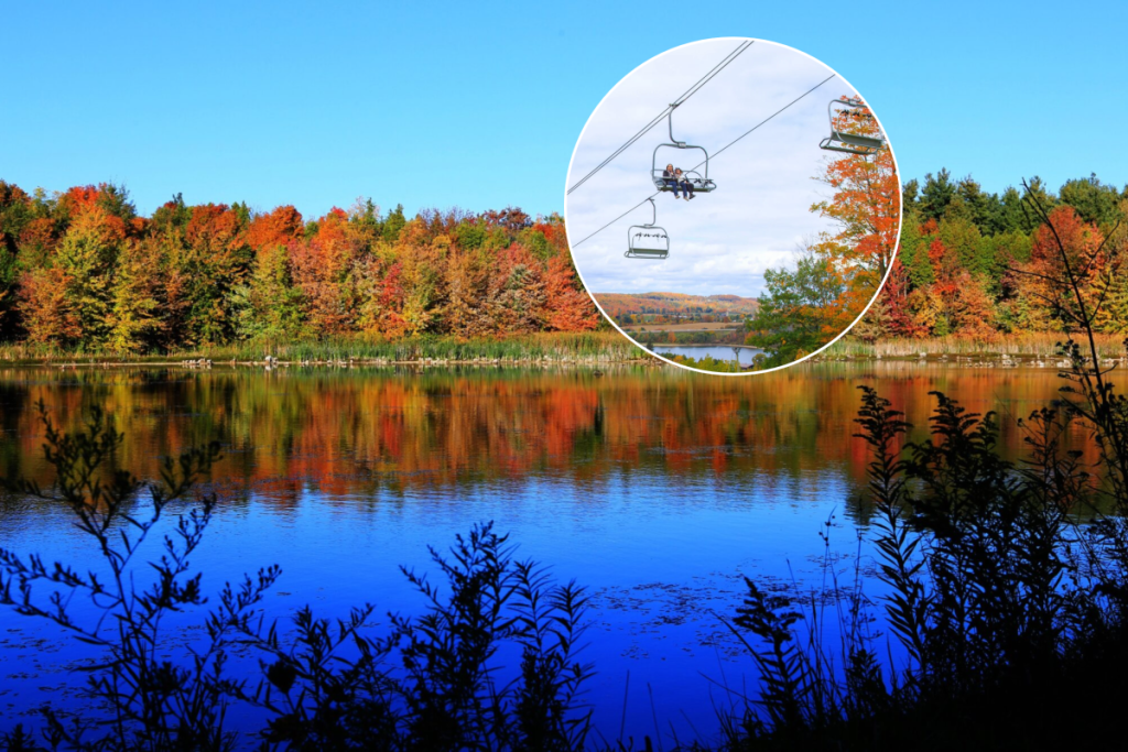 Just 45 minutes from Toronto, you can take a chairlift ride through the Niagara Escarpment’s gorgeous fall foliage