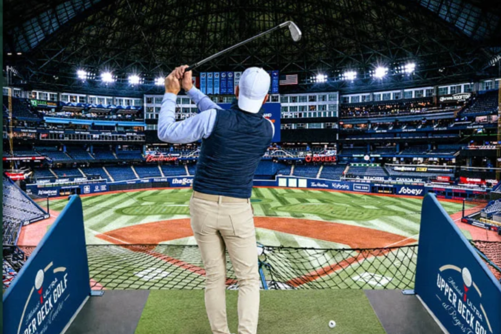 A new golf experience is taking over Toronto’s Rogers Centre this winter letting you tee off from the upper stands