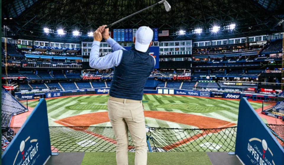 A new golf experience is taking over Toronto’s Rogers Centre this winter letting you tee off from the upper stands