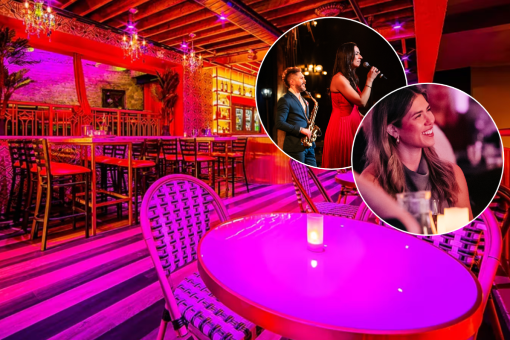 Lula Lounge's pink tables and Latin-styled interior.