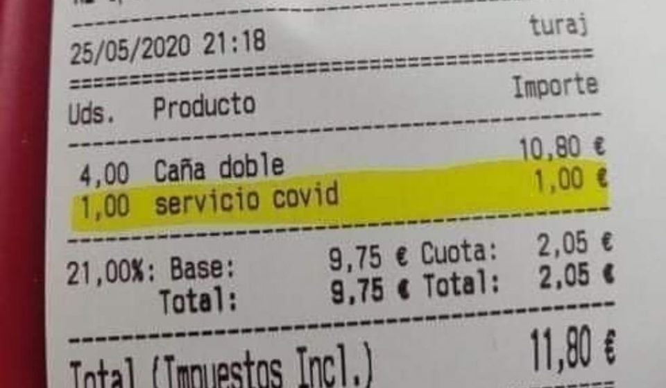 Los negocios que cobren la tasa covid podrán ser multados