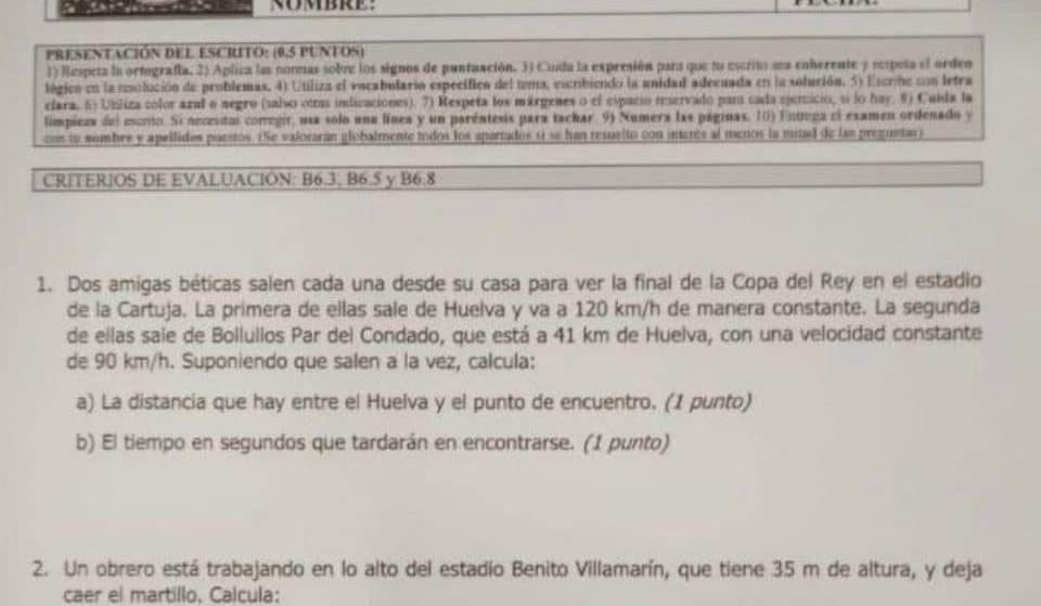 El Real Betis protagoniza un examen de Física y Química que ha causado furor en redes sociales
