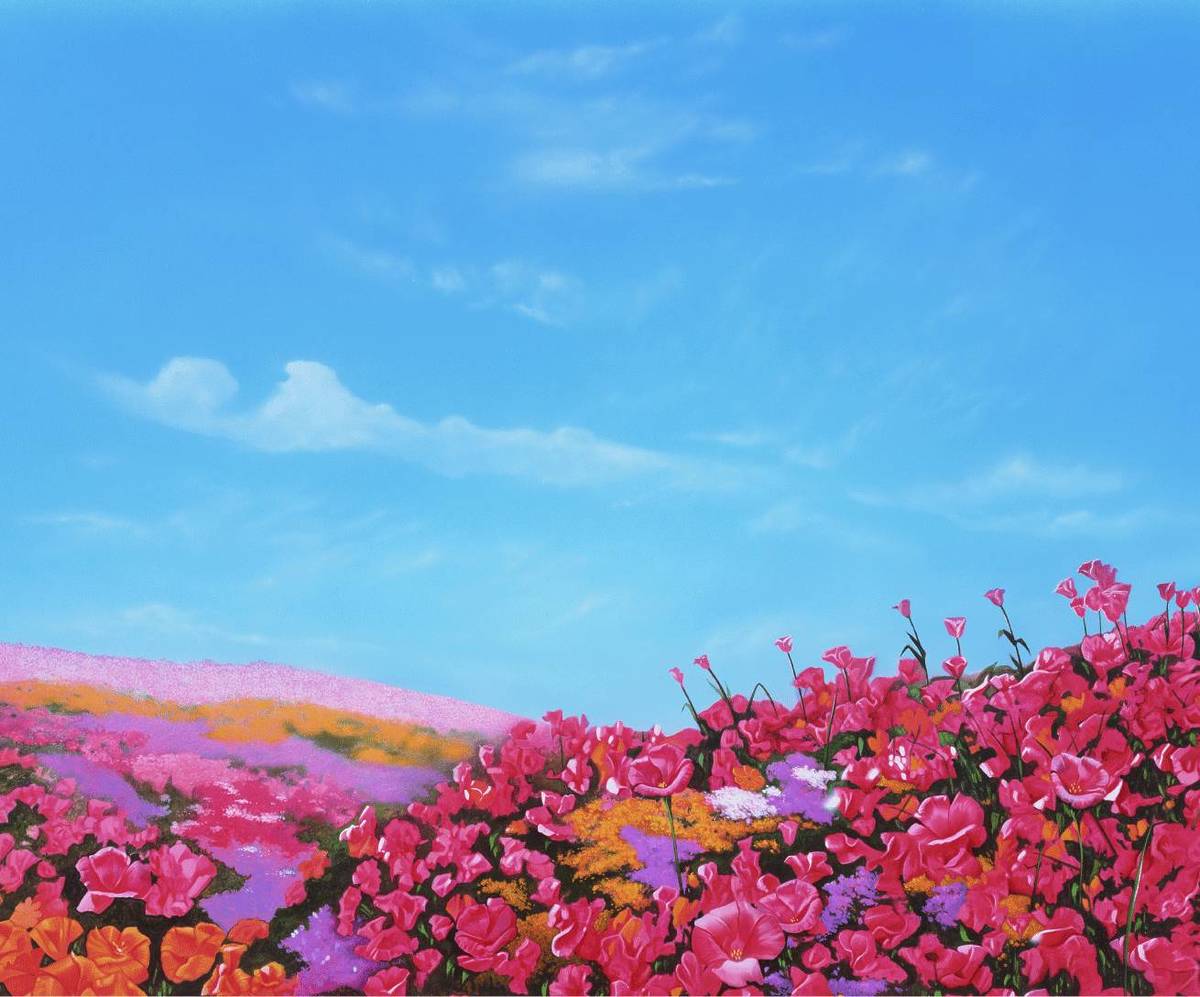 Muchas flores rosas de la Tierra de Oz.