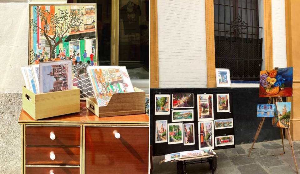 Two parks in Seville are transformed into open-air art galleries featuring art sales, workshops, and specialty coffee