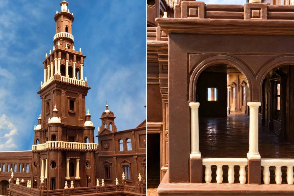 La Estepeña recrea la monumental Plaza de España de Sevilla con dos toneladas de cacao: horarios y fechas para visitar su célebre Ciudad de Chocolate