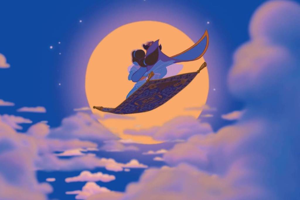 Photo de Jasmine et Aladdin sur leur tapis volant