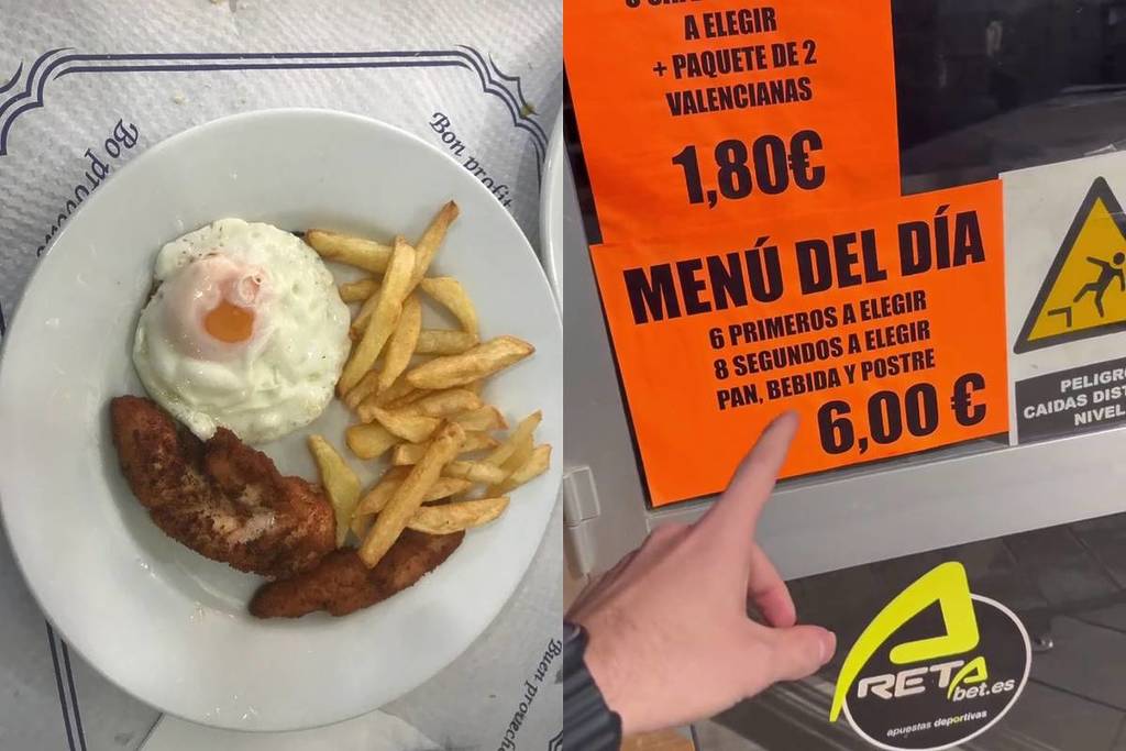 El menú del día más barato de Valencia: 14 platos a elegir, bebida y postre por solo 6 €
