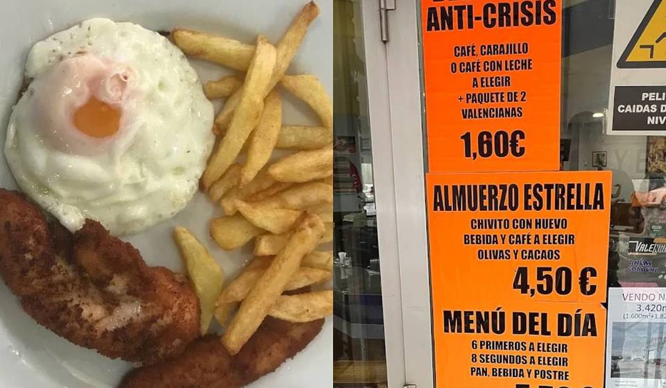 The cheapest menu of the day in Valencia: 14 dishes to choose from, drink and dessert for only 5,50€.