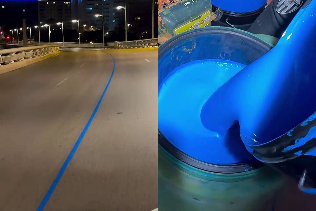 It will only last a few days: the line of 1,600 liters of paint that crosses Valencia from end to end