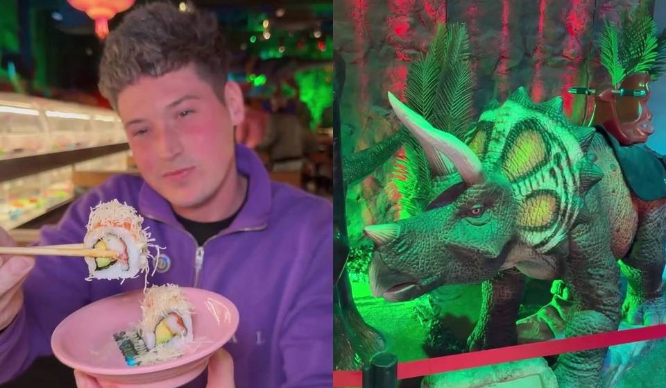 A menos de 15 minutos de Valencia: parece un parque jurásico, pero es un restaurante con una cinta de sushi de récord