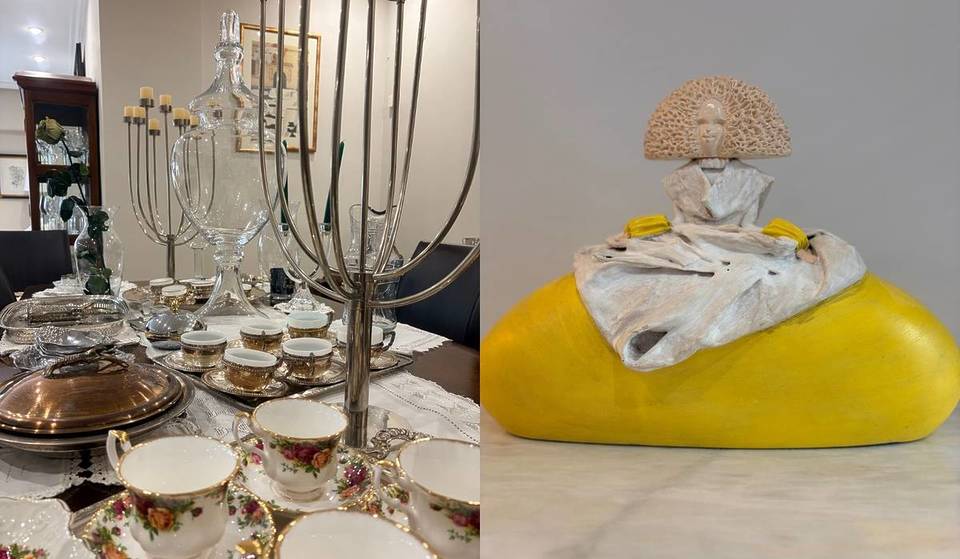 This house in Valencia is being emptied and everything is being sold: a market this weekend only with designer furniture and carved glassware.