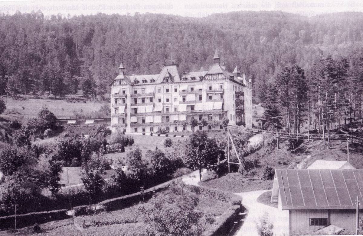 das alte sanatorium wienerwald schwaz-weiß aufnahme