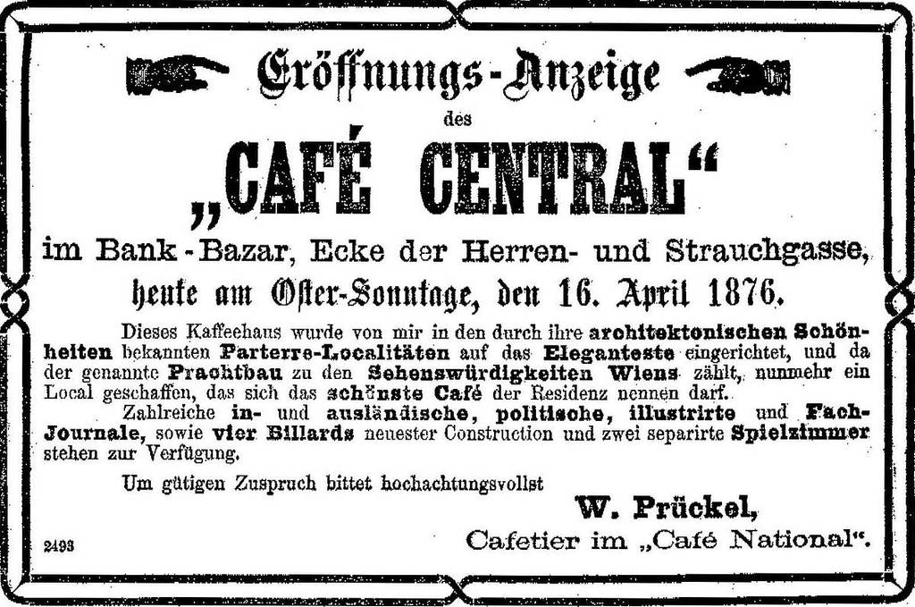 Advertisement for the opening of the coffeehouse