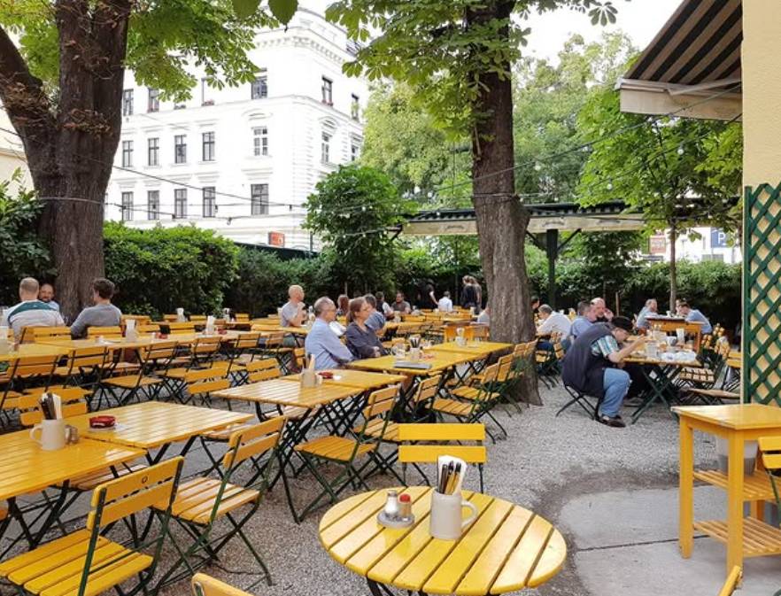 Der Biergarten vom Fischer Bräu