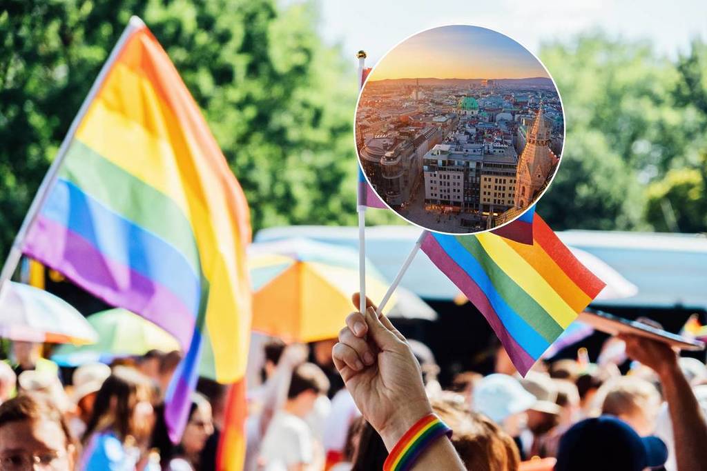Pride flag and image of Vienna