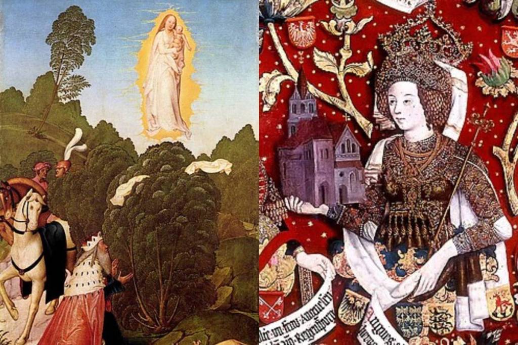 Gemälde der Schleiersage und Portrait von Agnes von Deutschland