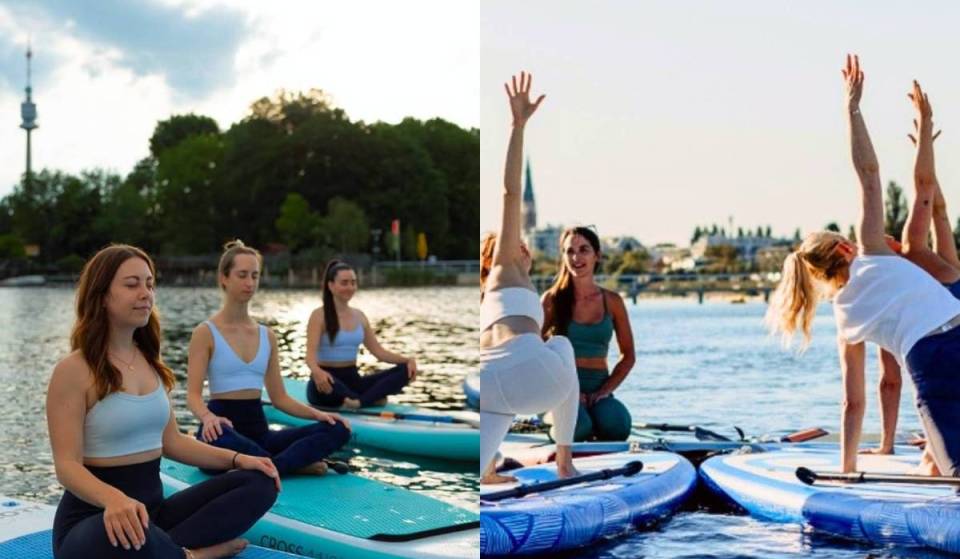 Mitten in Wien zu bester Sommerabkühlung mit extra Entspannung: Teste diesen außergewönlichen Yoga Flow direkt auf dem Wasser der Donau
