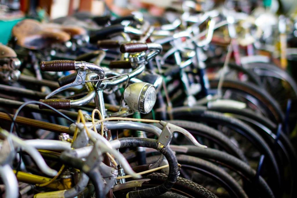Der Fahrradflohmarkt auf dem WUK in Wien im August