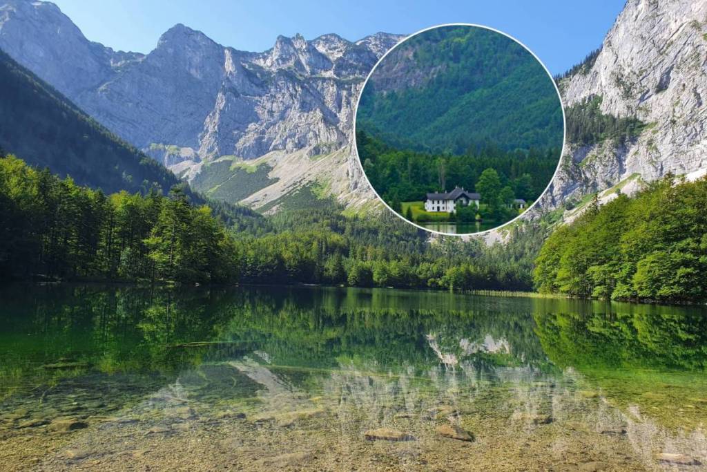 In knapp 2,5 Stunden von Wien zu verstecktem naturgeschützten Alpensee mit kleinem Jagdschloss: Schwimme in türkisblauem klarem Bergwasser bei kostenlosem Seezugang wo sich bereits Kaiser Franz Josef aufhielt