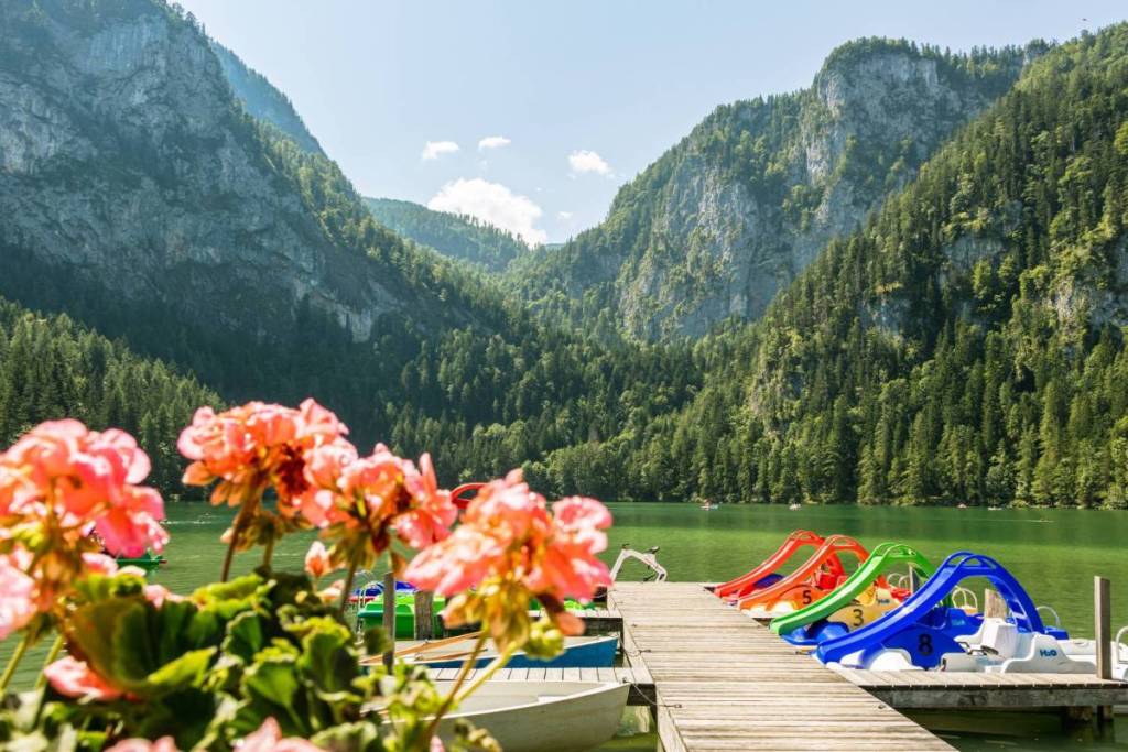 About 2.5 hours from Vienna to a hidden 13-hectare lake in the Kalkalpen: In this nature reserve, the lake water is of drinking-water quality—complete with a sunbathing lawn, camping, a high ropes course, and organic dining