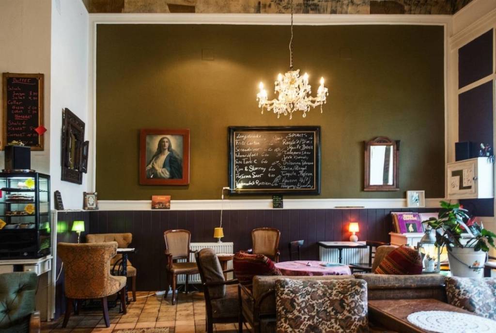 The cozy interior of Café Harvest
