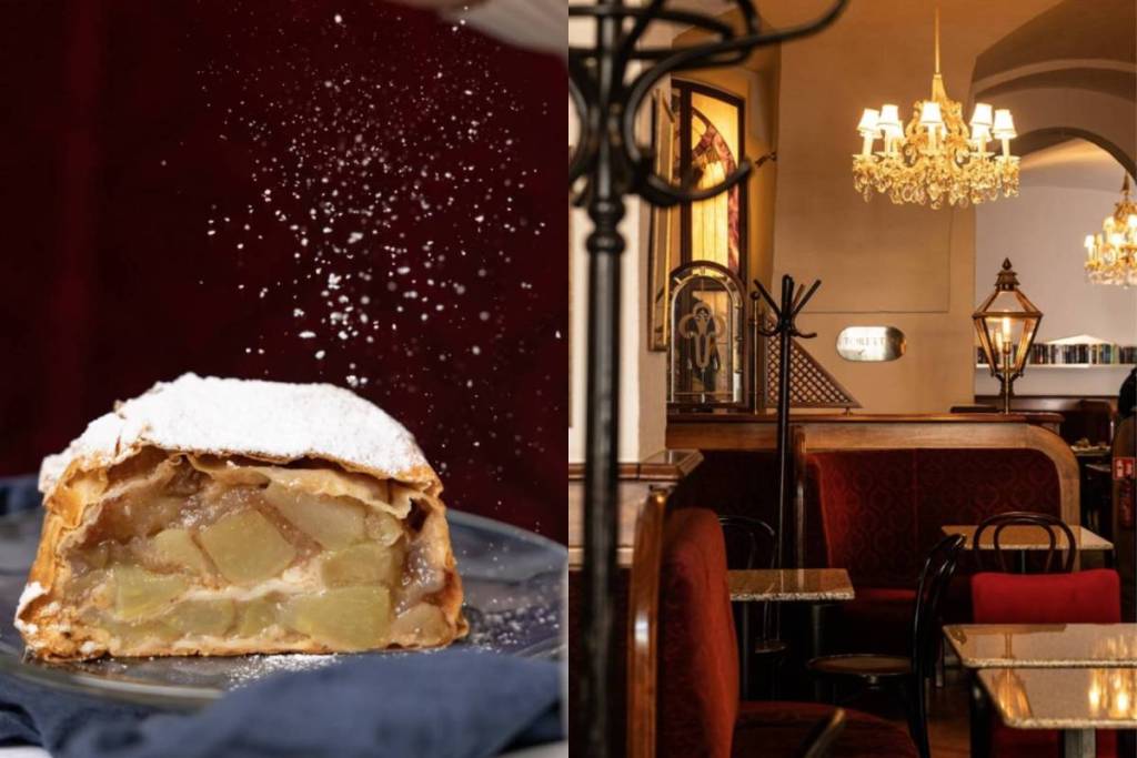 Delicious apple strudel and a cozy dining room at Café Frauenhuber
