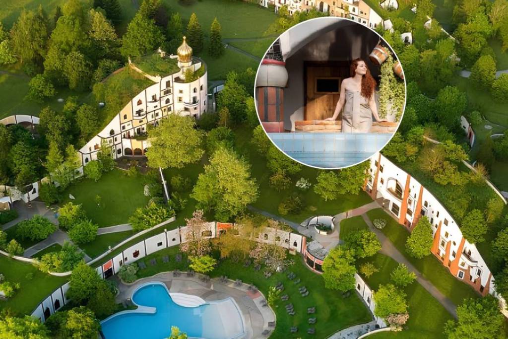 Just 1.5 hours from Vienna lies this vast, sustainable thermal village with hot healing springs from a depth of 3,000 meters and fairy-tale architecture by the Viennese artist Hundertwasser
