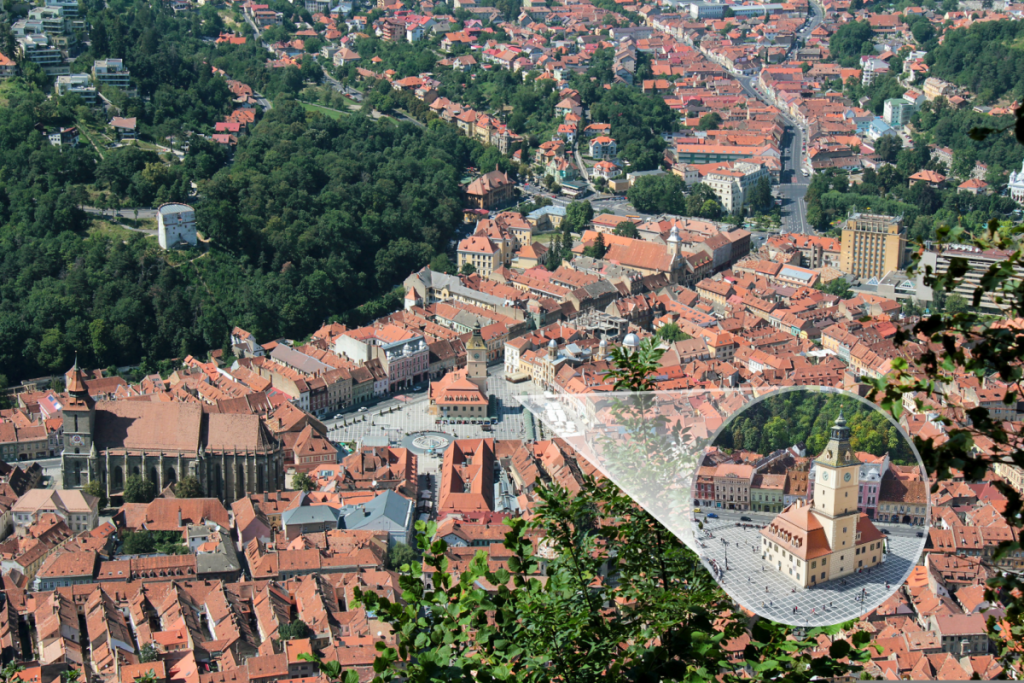 Die Stadt Brașov von oben